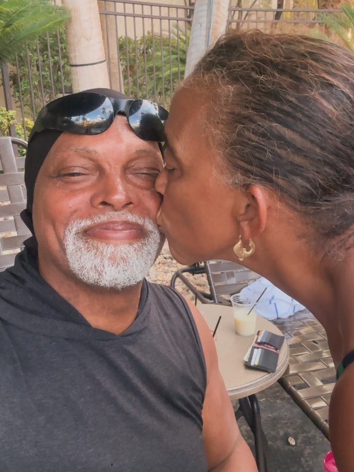 Catherine kissing Rafael on the cheek during their Las Vegas trip